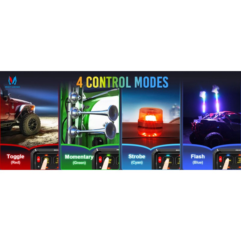 MICTUNING RGB 8 Gang Switch Panel ON/OFF LED Light Bar