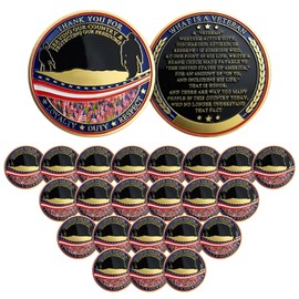 ASmileIndeep 24 Pcs Military Challenge Coins - Thank You for Your Service Military Coins - Bulk Military Appreciation Coins Veterans Gifts for Men Women Army Veterans Presents