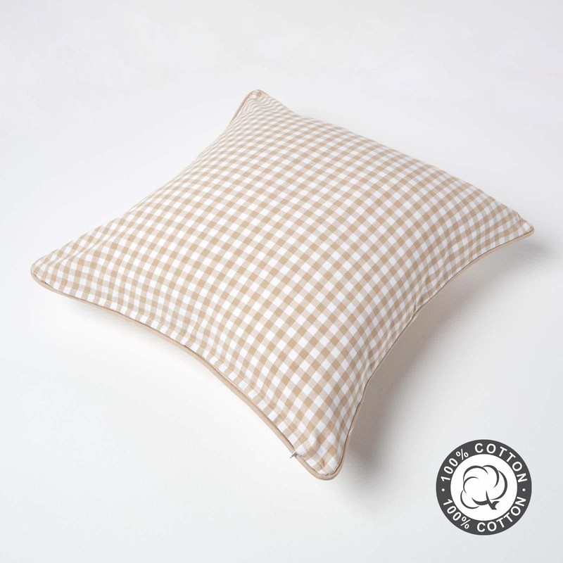 HOMESCAPES - 100% Cotton - Gingham Check - Large Cushion