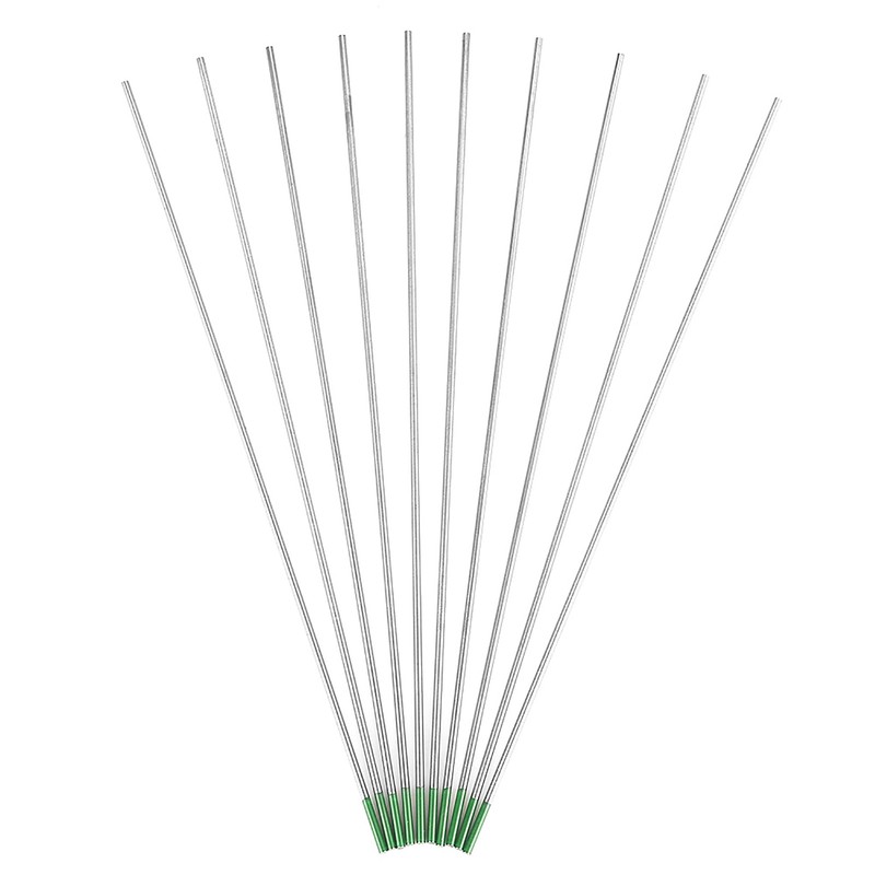 10Pcs Pure Tungsten Electrodes WP Green Tip for AC Tig