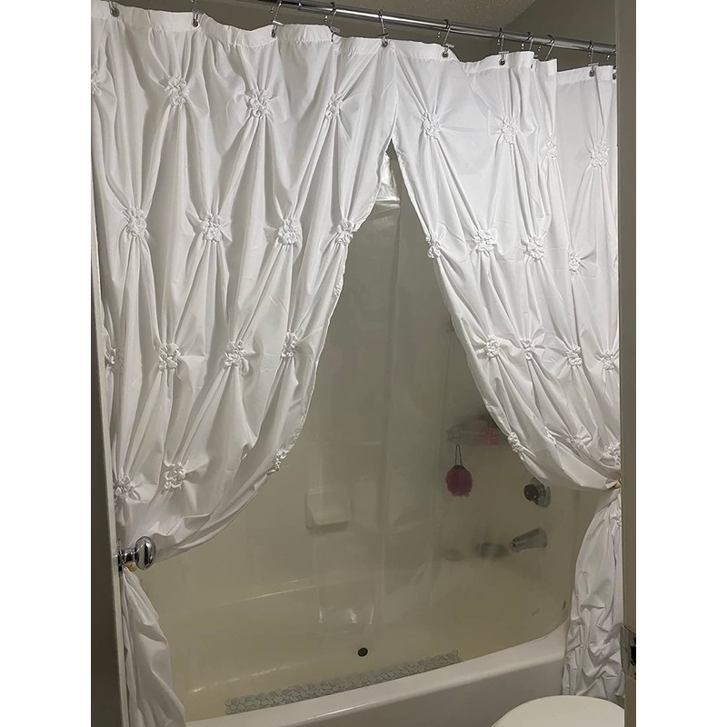Seasonwood Modern Farmhouse Shower Curtain White Fabric Shower Curtain for