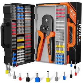 Preciva Ferrule Crimping Tool Kit, Hexagonal Ferrule Crimper AWG23-10/0.25-6mm² with 19 Sizes Wire Connectors, Self-Adjustable Ratchet Wire Crimping Pliers