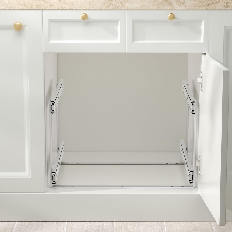 ROOMTEC 2 Tier Pull Out Cabinet Organizer, Double Tier Slide
