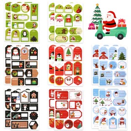 Simpeak 150 Piezas Pegatinas, Autoadhesivo Pegatina de Pingüino de Papá Noel con Arbol, Pegatina de Sello de Regalo, Pegatinas Bonitas de Invierno para Regalo de Navidad, 16 Hojas, 8 Estilos.
