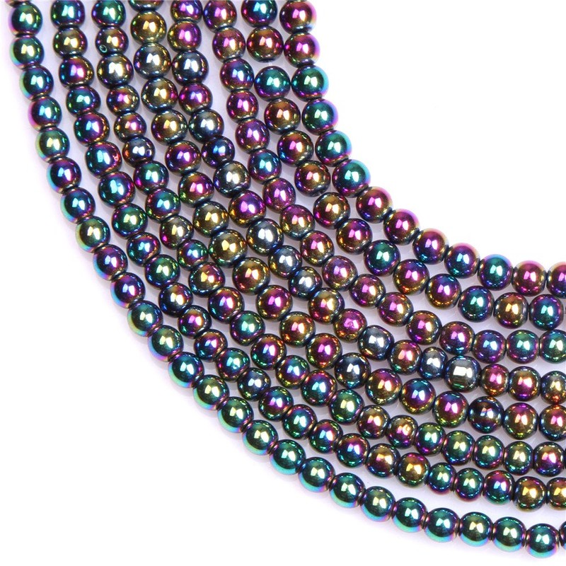 Synthetic Round Multicolor Hematite Gemstone DIY Jewelry Making Loose Beads
