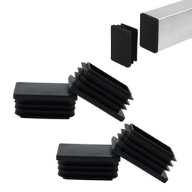 4 Pack 1-1/2"x1 Rectangular Tube End Cap Plastic Plugs, Rectangular Tubing Plug Inserts for Metal Tubing, Fences, Glide Protection from Chair Legs and Furniture, Durable Plastic Hole Plugs, Black