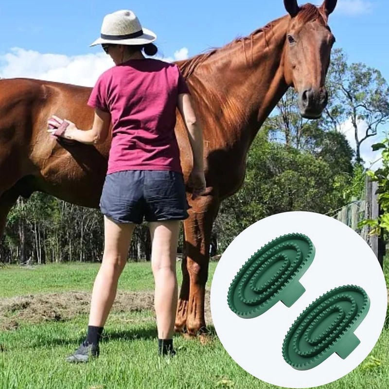 Tiardey 2Pcs Horse Rubber Comb Horse Curry Comb Rubber Hair