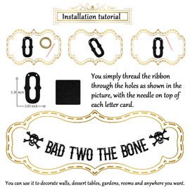 Bad Two The Bone Banner, Kids 2nd Birthday Decorations, Bad 2 the Bone Party Decorations, Happy Two Year Old Birthday Party Decor Supplies Black