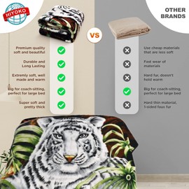 Hiyoko Wolf Throw Velvet 75" by 90" Blanket, Cloudy Dream Family Animal. Warm for Bed, Sofa, and Couch. Less Fuzz, Almost Lints-Free, No Shedding