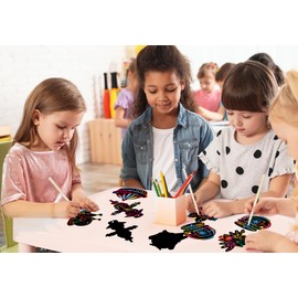 D24TIME Thanksgiving Rainbow Scratch Art Fall Paper Crafts for Kids 24PCS Thanksgiving Activities Art Craft Pumpkin Turkey Hanging Ornament Decorations for Thanksgiving Party Home Tree Classroom Decor