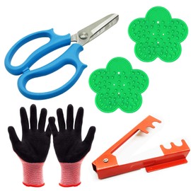 Woohome 5 PCS Garden Pruning Shears Scissors Kit, Rose Stripper Thorn Remover, Tree Pruner Hand Tools, Leaf Stripping Tool, Floral Gloves and Floral Tape for Gardening Flower Arrangement