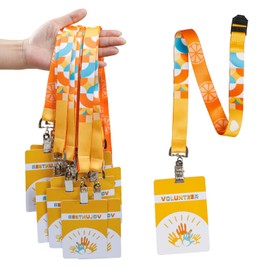 25 Pack Volunteer Lanyards with ID Badge Holders,PVC Plastic Card Pass Volunteer Identification,Yellow Breakaway Design for Events and Activities