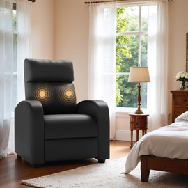 YESHOMY Recliner Chair for Adults, Adjustable Modern Single Sofa with Padded Seat Backrest for Living Room, with Lumbar Support, Black