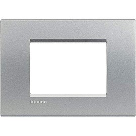 BTicino Living Light LNA4803AC Plate Square 3-Switch, Steel, silver, LNA4803TE