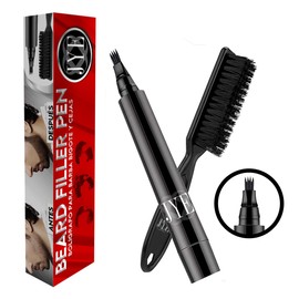 Lapiz Bolígrafo Color CAFÉ Oscuro para rellenar Barba, Bigote y Cejas, unisex. Aumento de volumen, impermeable, a prueba de manchas, larga duracion, incluye cepillo
