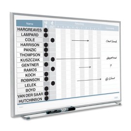 Quartet Matrix In/Out Board, 23 x 16 Inches, Magnetic, Track Up To 15 Employees (33704)