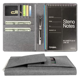 Ditiord Journal Cover for Rocketbook Flip | Executive Size 6"x8.8" Fits A5, 6"x9" Steno Pad/Notebook & Top Spiral Notepad | Waterproof Protective Case with Pen Loop Holder & File Storage (Gray)