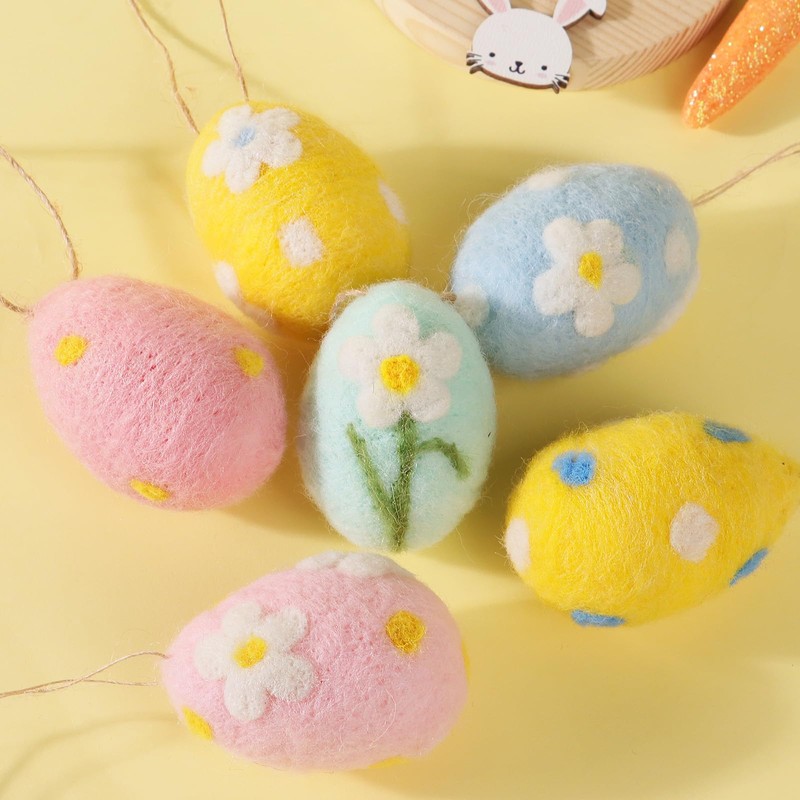 BETESSIN Pack of 6 mini Easter eggs for hanging, colourful