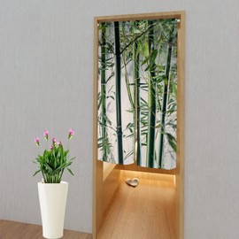 Leowefowa Noren Japanese Doorway Curtain Long Type Japanese Window Treatment Doorway Tapestry Curtain Panel for Privacy Partition Divider Home Room Decorations 33.5" Width x 70.9" Long (Bamboo Forest)