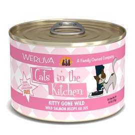 Weruva Cats in The Kitchen, Kitty Gone Wild with Wild Salmon Au Jus Cat Food, 6oz Can (Pack of 24)