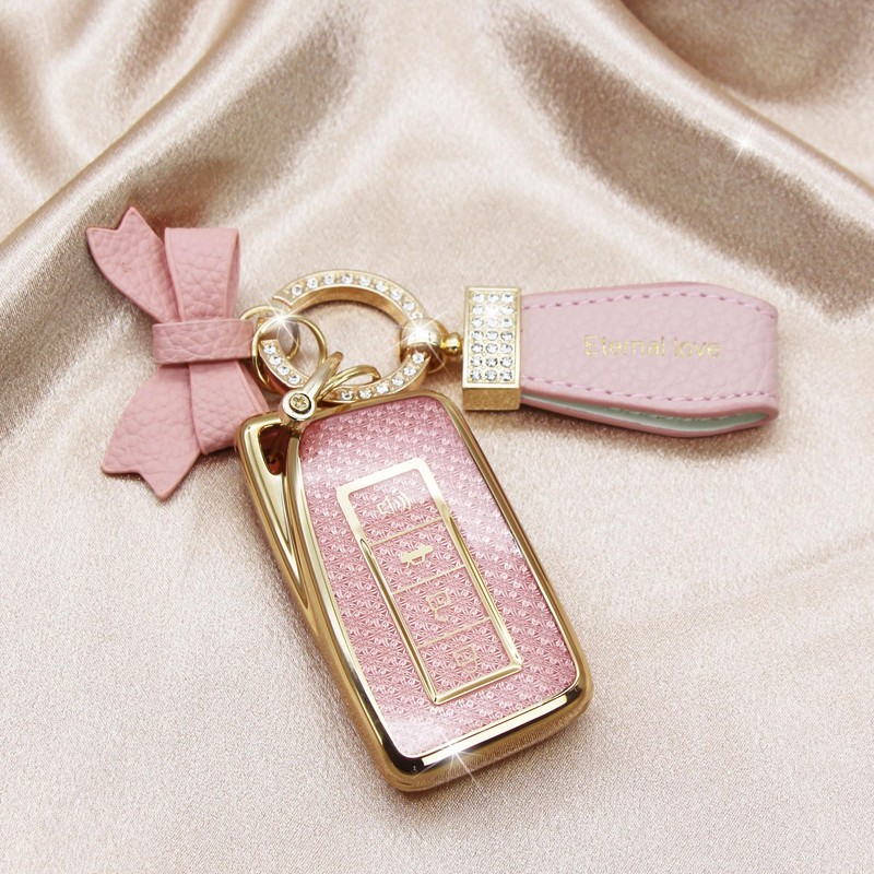 Simocky Key Fob Cover with Diamond Keychain for Lexus Car