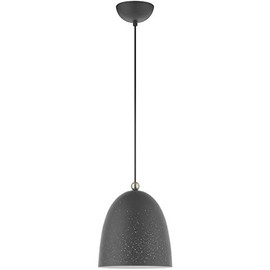 Livex 49108-76 Transitional One Light Pendant from Arlington Collection Finish, Scandinavian Gray w/Brushed Nickel Accents
