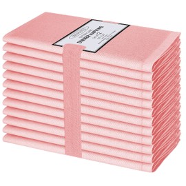 Cotton Clinic 12 Servilletas de Tela 50 x 50 cm, Servilletas de 100% Algodón, Suave y Cómoda, Calidad de Hotel Duradera, para Eventos y Uso Doméstico Regular Bebé Rosa