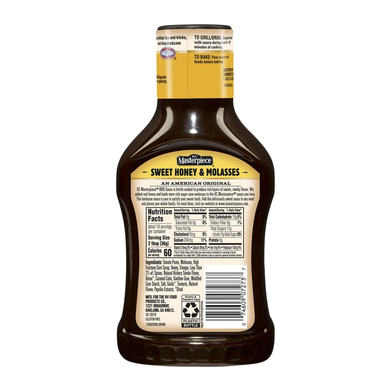 KC Masterpiece Sweet Honey & Molasses Barbecue Sauce (Pack of