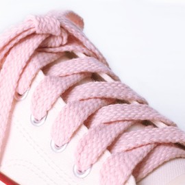 Olukssck 2 Pairs 12 mm Wide Flat Shoelaces Made of 100% Cotton, Premium Thick Shoe Laces for Sports Shoes, Trainers, Trainers and Casual Shoes, Pink, 120 cm