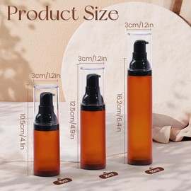 RONRONS Airless Pump Bottles, 1 oz Travel Bottles Small Pump Bottle Dispenser Brown Leakproof Cosmetic Containers for Foundation Lotion Shampoo 30ml (3 Pieces)