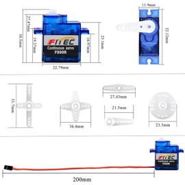 DIYmalls Feetech FS90R 360 Degree Continuous Rotation Micro RC Servo Motor + Tire Wheel for Arduino Microbit Robot (Pack of 2)