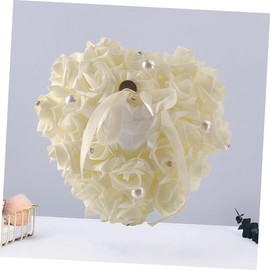 jojofuny Elegant Heart Shape Ring Pillow Wedding Holder Reusable for Wedding Decorations