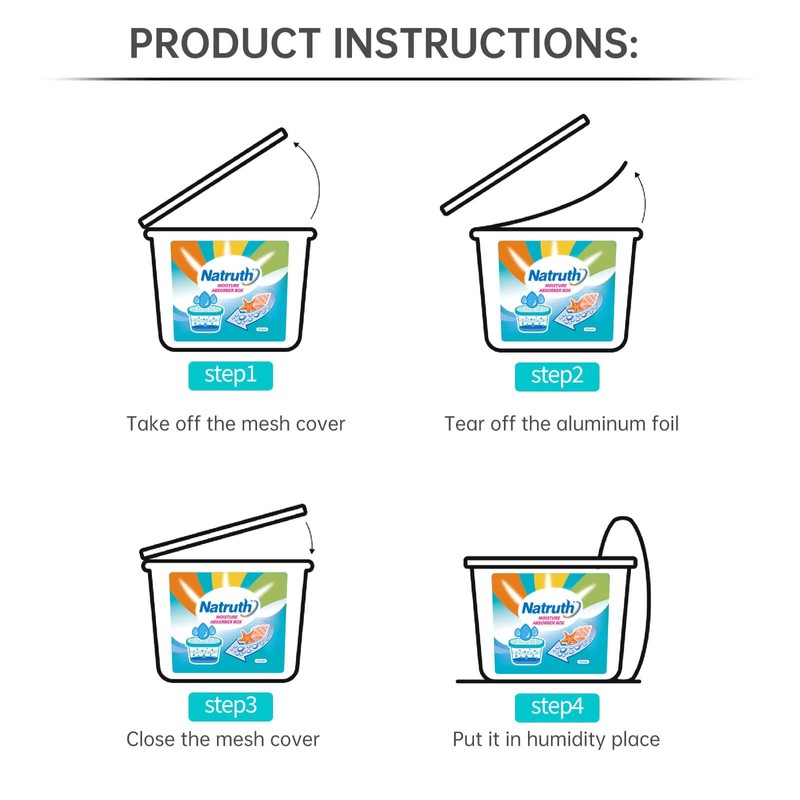 NATRUTH Moisture Absorbers 6 pack, 12.5Oz Portable Humidity Absorber Boxes