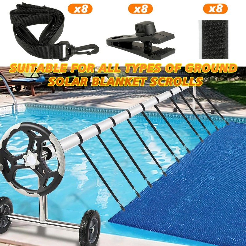 HUAREW 24Pcs Pool Solar Cover Reel Attachment Kit, Solar Blanket