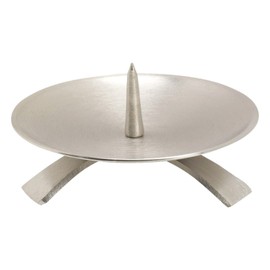 NKlaus 10713 Triangular Candlestick Diameter 11.5 cm with Pin Large Nickel-Plated Brass Matte