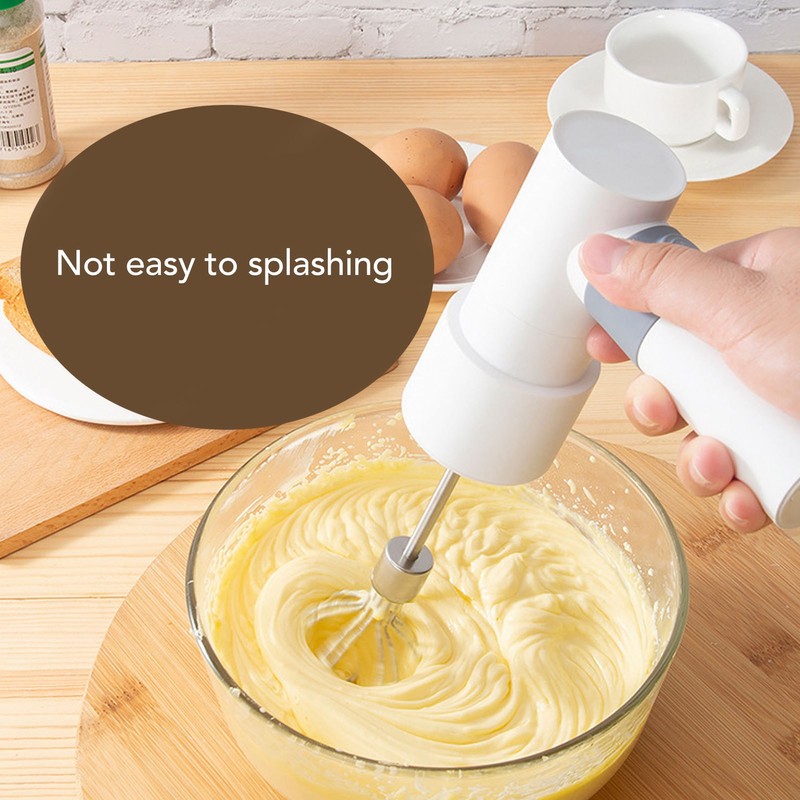 Electric Hand Mixer Warm White Cordless Rechargeable 2000mAh Battery Stainless