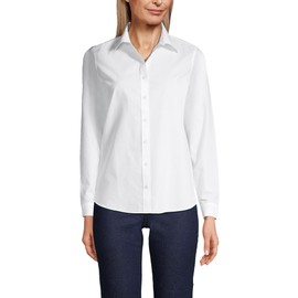 Lands' End Womens LS No Iron Button Front Shirt White Regular 4
