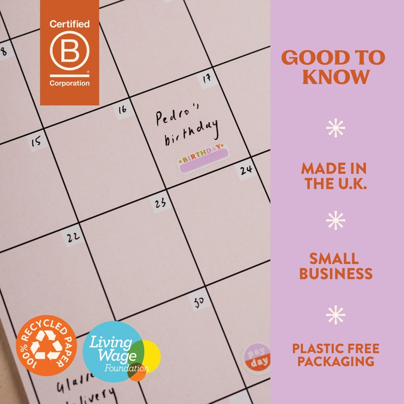 12x A3 Extra Large, Simply Bright Wall Planner - Undated,