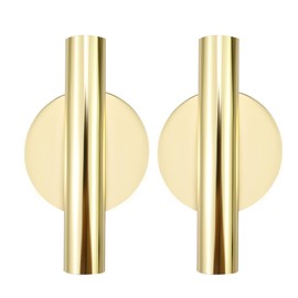 Chinflly 2 PCS Wall Mounted Vase,Metal Round Shape Wall Tube Plant Vase Flower Tube Hanging Decoration Minimalist Vase Floral Holder for Home Office Living Room Bedroom Bathroom,Gold