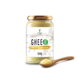 Cibo Burro Ghee Biologico 500gr - Latte di Parma e Reggio Emilia - Prodotto in Italia - Mucche al Pascolo - Punto di Fumo 250°C - Da Panna Centrifugata