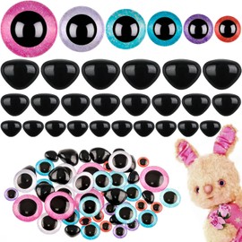 FYSL Safety Eyes Pack of 90 Safety Eyes and Safety Noses Doll Eyes Large Safety Eyes for Crochet Animals Craft Eyes for Doll, Plush Toy, Teddy Eyes (10-24 mm)