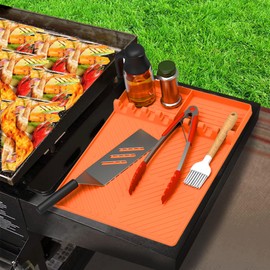 Griddle Mat Barbeque Grill Accessories Tools for Blackstone, Blackstone silicone mat for Outdoor Grill Kitchen Counter Spatula Silicone Mat with Drip Pad spatula mat for Kitchen, Cooking, Countertop
