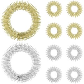 Pack of 10 Acupressure Ring Set, Finger and Wrist Massage Rings for Stress Reducer, Anti Stress Acupressure Ring, Finger Massage or Toe Massage Set for Adults