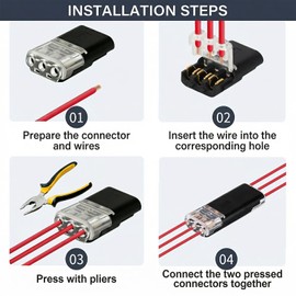 3 Pin Double Wire Plug in Connector,No-Stripping Quick LED Strip Light & Electrical Cable,Low Voltage 3 Pins 2 Way Plug-in LED Locking Wire Connectors for AWG 18-22 (20Pcs)