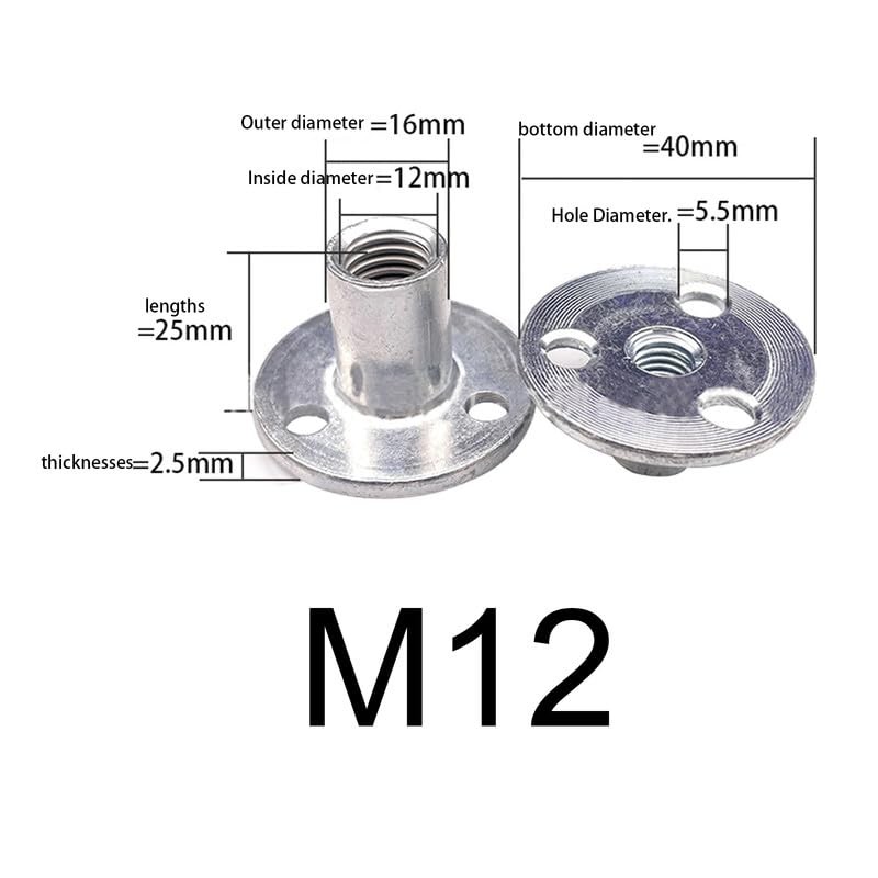 10Pcs Carbon Steel T-Nuts,Thread Insert Tee Nuts,M12 Hole Tee Nuts,Zinc