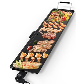 35" Large Electric griddle, Arlime Indoor Outdoor Teppanyaki Table Top Grill Griddle, Portable BBQ Grill Electric, with Adjustable Temperature for Party/Home/Camping Cooking Black