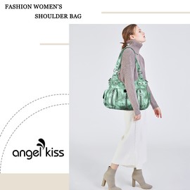 Angelkiss Large Purses and Handbags for Women Washed Faux Leather Crossbody Hobo Satchel Shoulder Handbag Tote Purse, 1l.green, X-Large