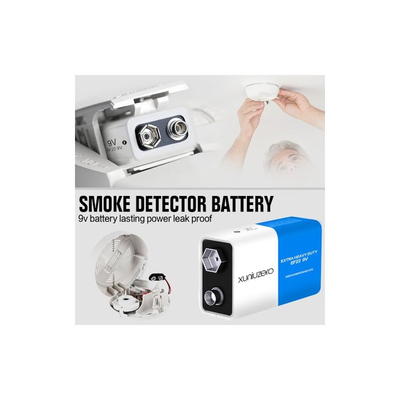 9V Batteries 6F22 Square Battery (4 Pack) for Smoke Detector