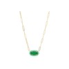 Kendra Scott, Women's, Elisa Enamel Frame Paperclip Necklace, Gold Emerald
