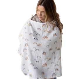 Breastfeeding Cover, Muslin Soft Cotton Nursing Cover, Breast Feeding Coverall with Adjustable Strap, Nursing Cover Breastfeeding Lightweight Breastfeeding Shawl for Outdoor